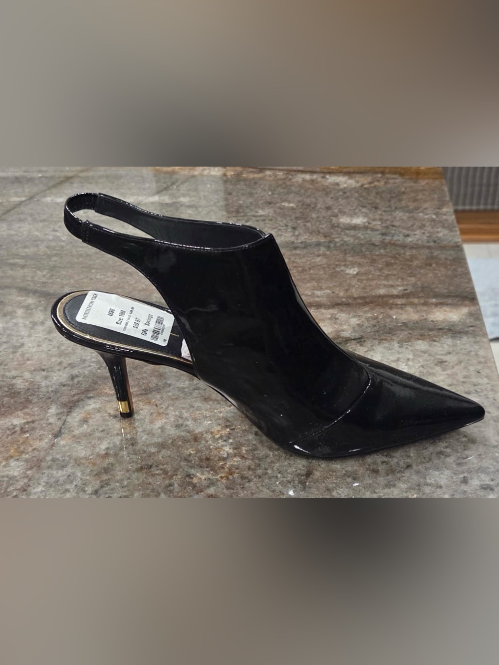 Nordstrom Black Patent Leather Pointed Slingback Pump 10